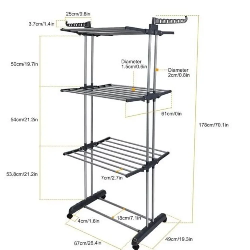 BRAND NEW IN BOX 🔥 ProAid 3-Tier Collapsible Rolling Clothes Drying Rack
